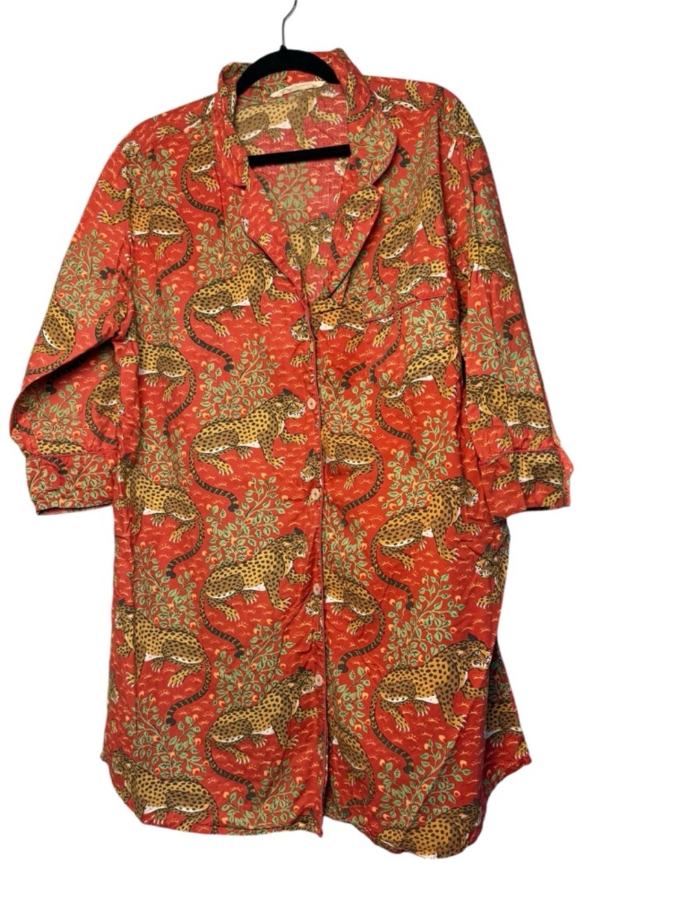 Printfresh Basheera Leopard Cotton Sleepshirt With Pockets Large - Picture 2 of 11